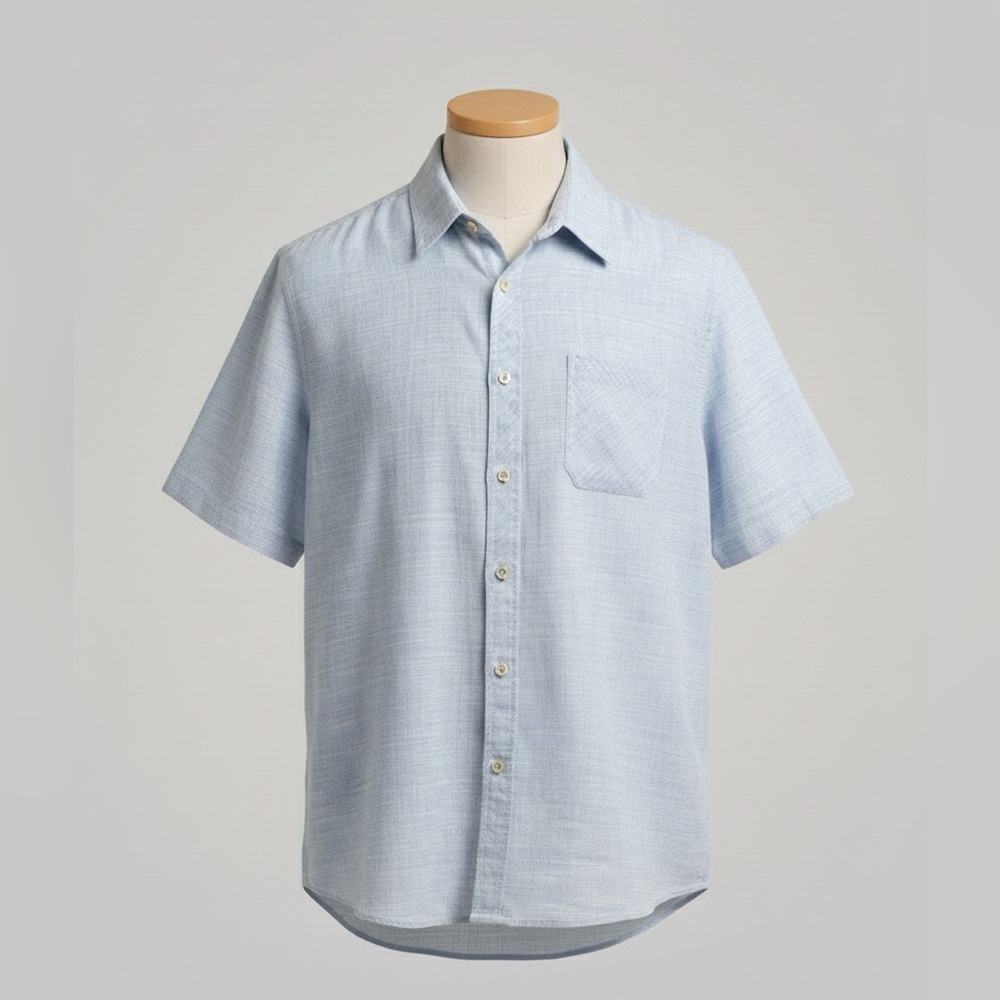 Light Blue Men's Short Sleeve Collared Shirt